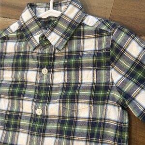 Janie and Jack Plaid Kids Shirt in Green and Blue